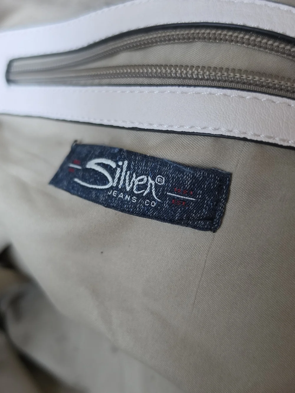 Silver Jeans Cream Faux Leather Shoulder Bag with Brown Straps